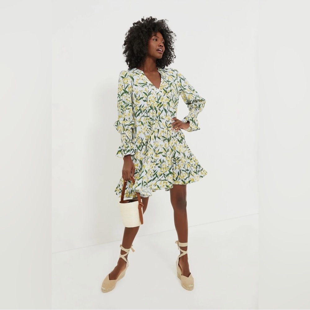 Pomander Place Palmetto Garden Kenzo Long Sleeve Mini Dress Floral Medium M